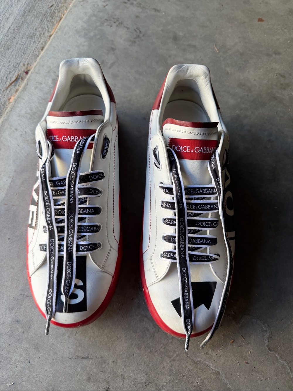 Dolce & Gabbana White, Red & Black Men's Low-Top Sneakers